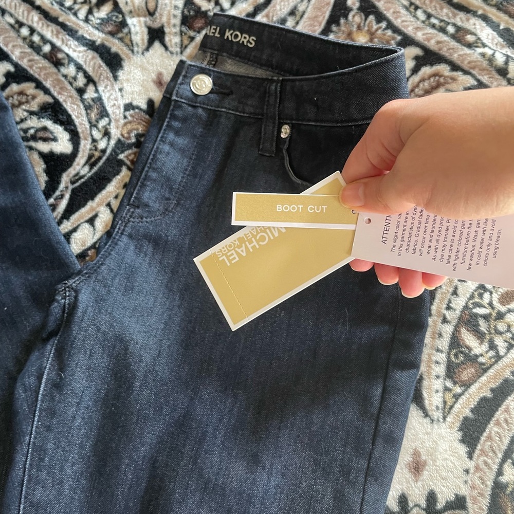 Michael Kors Indigo Wide Leg Boot Jeans - Picture 2 of 15